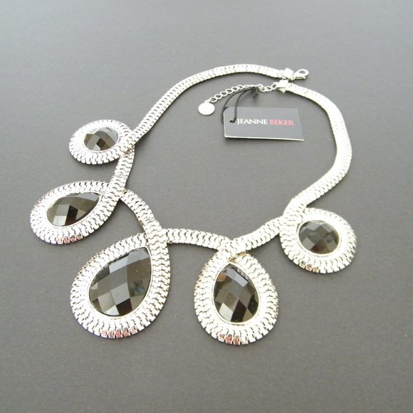 Jeanne Beker Statement Necklace Silver Tone - Picture 2 of 7